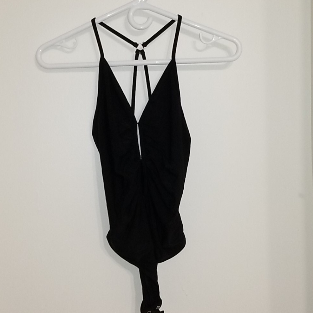 Open back black bodysuit